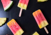 Tropical Watermelon Mango Pineapple Popsicles