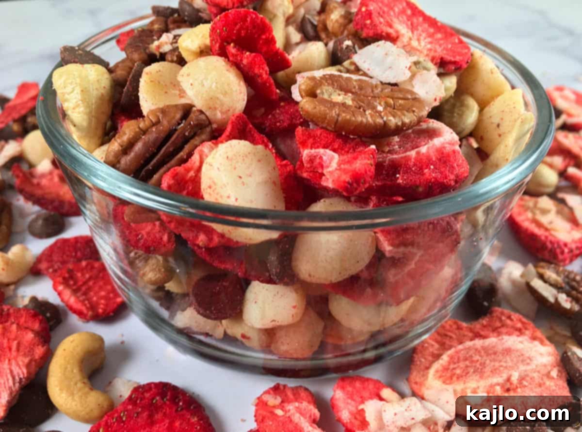 Homemade Keto Trail Mix Recipe with nuts, berries, and chocolate chips