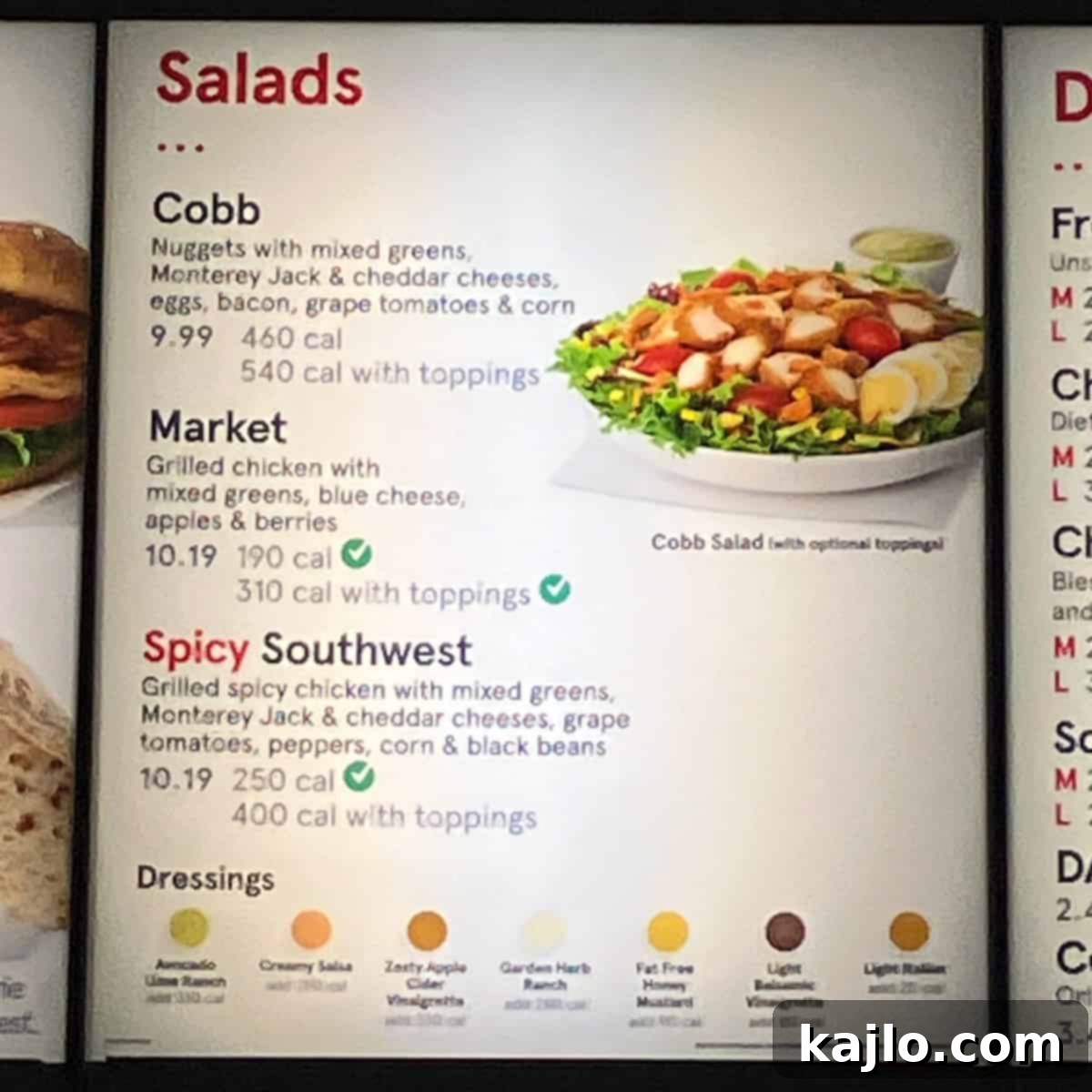 Chick-Fil-A Salads Menu and Homemade Side Salad 2 Chick-fil-A Salads Menu Overview