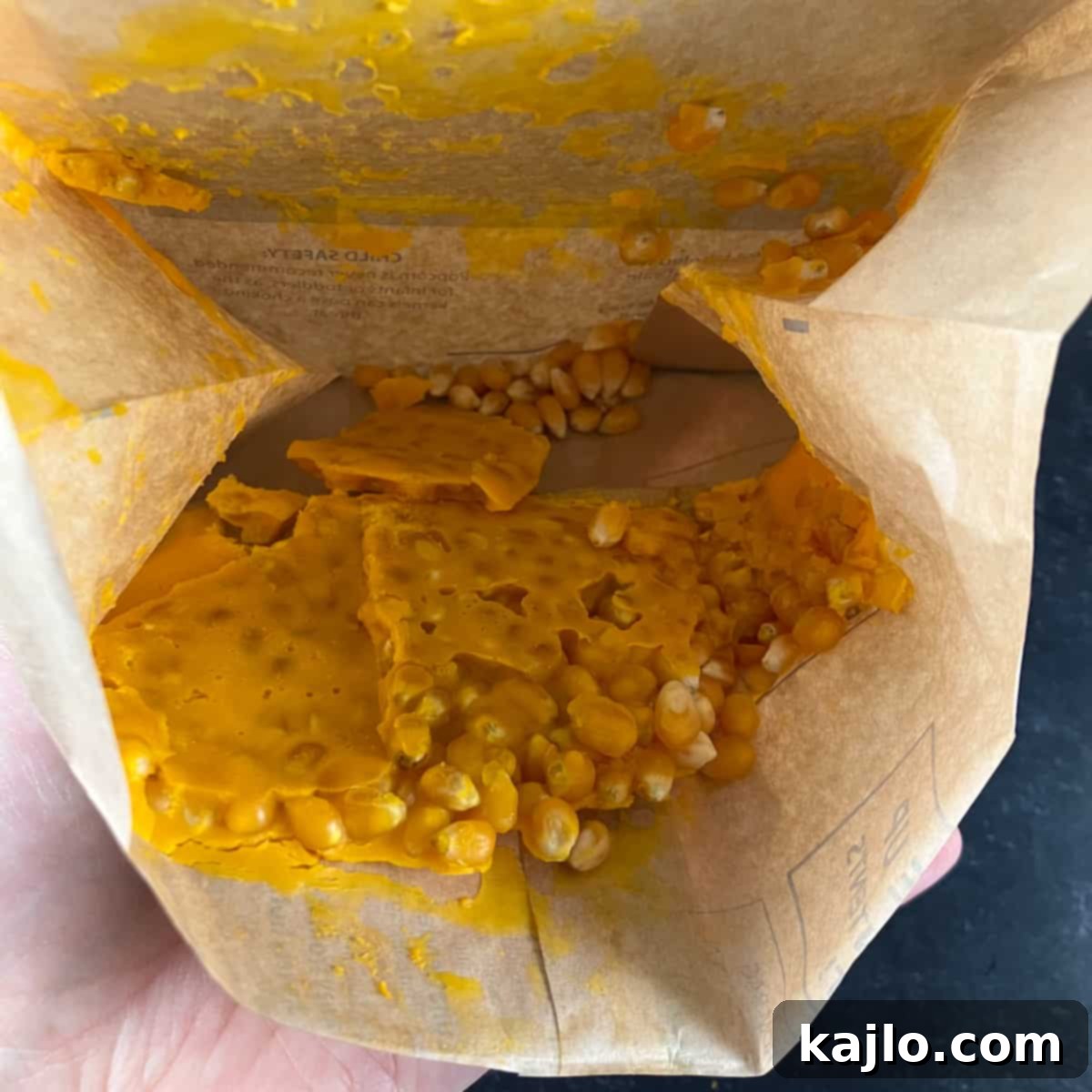 Air Fryer Magic for Microwave Popcorn 6 Close-up of microwave popcorn kernels removed from bag