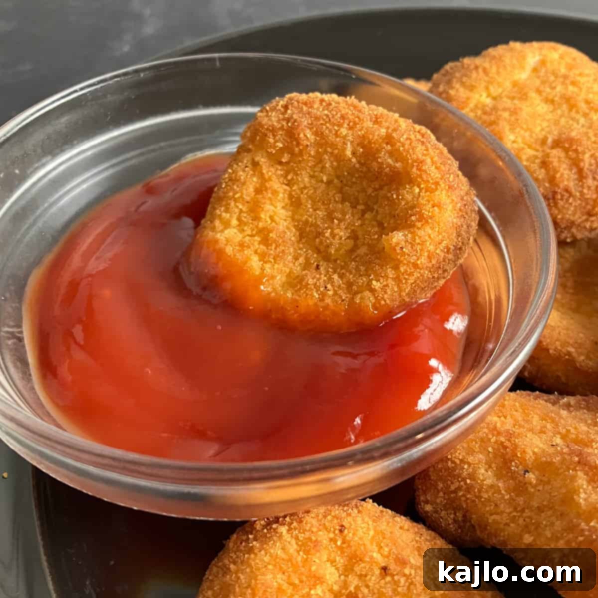 Crispy Air Fryer Chicken Nuggets 6 Air fried chicken nuggets served with various dipping sauces