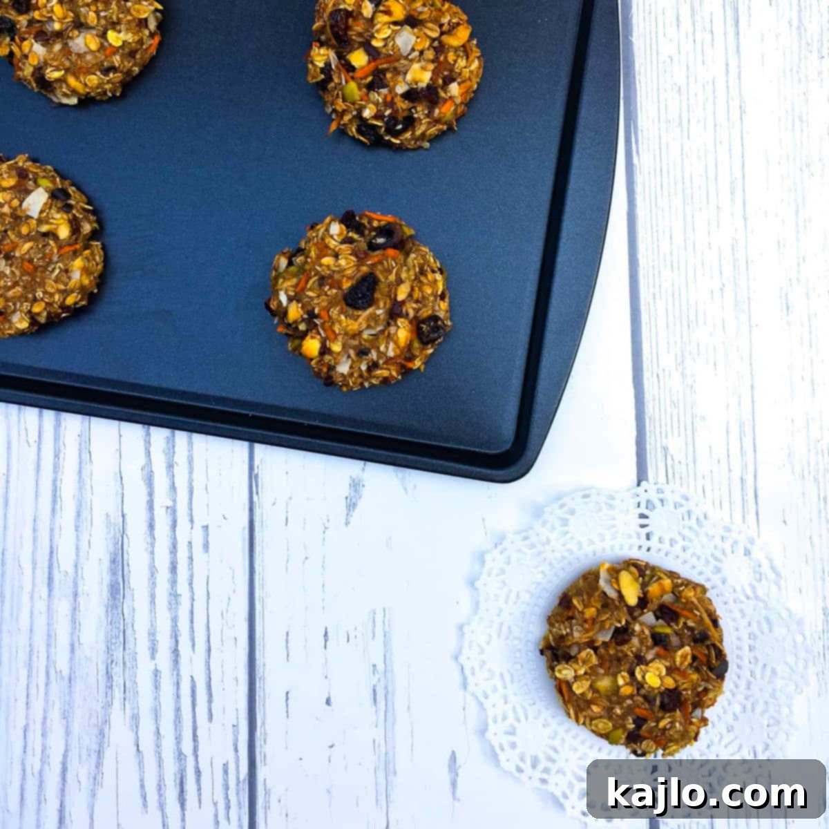 A stack of healthy vegan breakfast cookies, ready to be enjoyed.