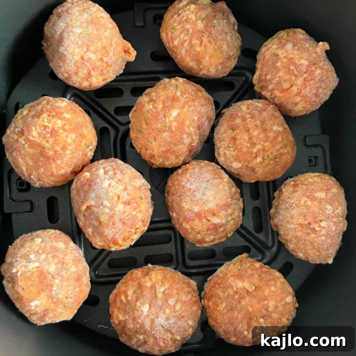 How to Air Fry Frozen Raw Meatballs 4 frozen raw meatballs in air fryer