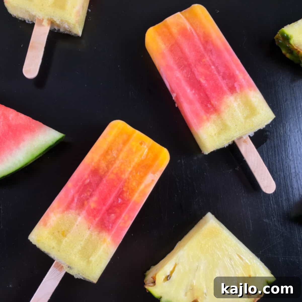 Watermelon Popsicles with Mango and Pineapple