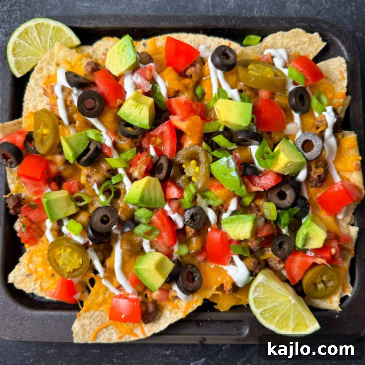 Loaded Air Fryer Beef and Bean Nachos 2 air fryer nachos with ground beef