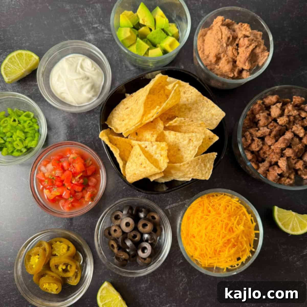 Loaded Air Fryer Beef and Bean Nachos 3 air fryer nachos with ground beef ingredients