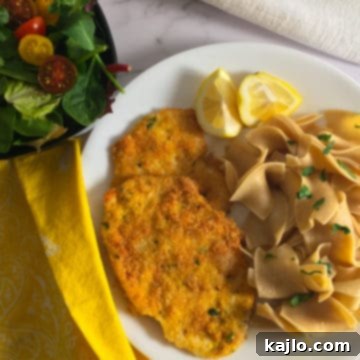 Quick Crispy Air Fryer Keto Chicken Schnitzel 6 chicken schnitzel butter noodles