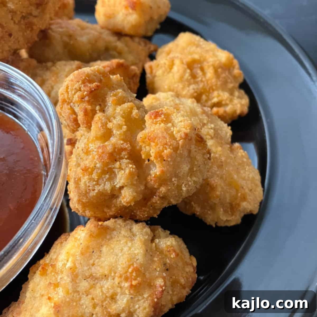 Tyson popcorn chicken cooked in an air fryer, ready to serve.