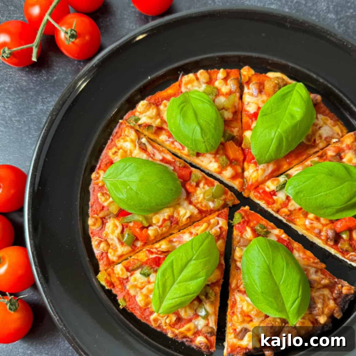 Air Fryer Celeste Pizza: Crispy Perfection 4 Crispy air-fried Celeste Pizza topped with fresh basil and other delicious additions.