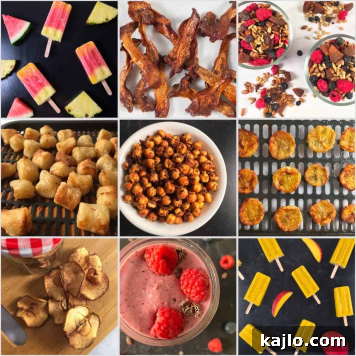 WFPB snacks, featuring a variety of colorful fruits, vegetables, and homemade healthy treats