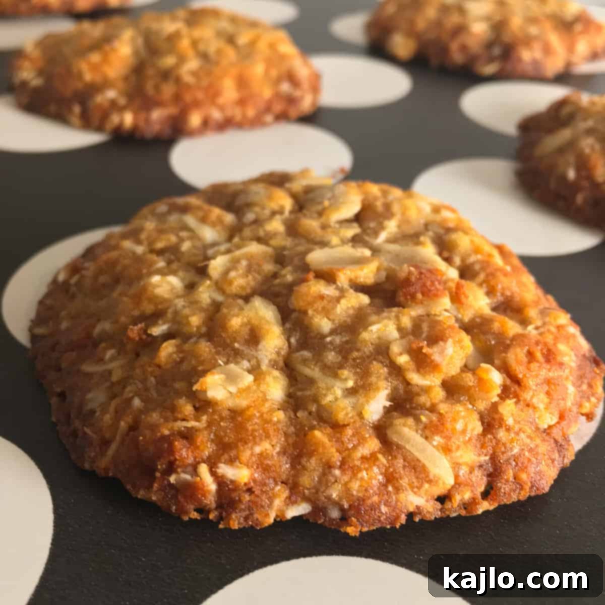 Gluten-free Anzac biscuits arranged on a plate