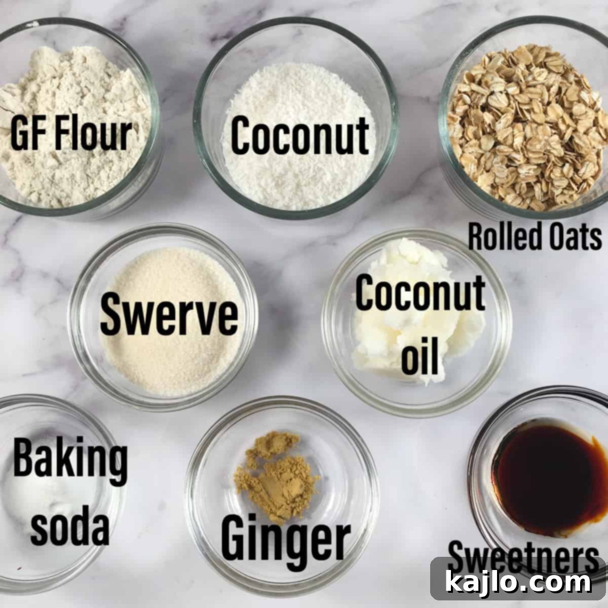 Ingredients for gluten-free Anzac biscuits laid out
