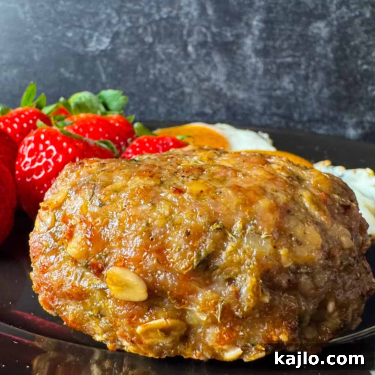 Homemade air fryer sausage patties served on a plate with fresh herbs