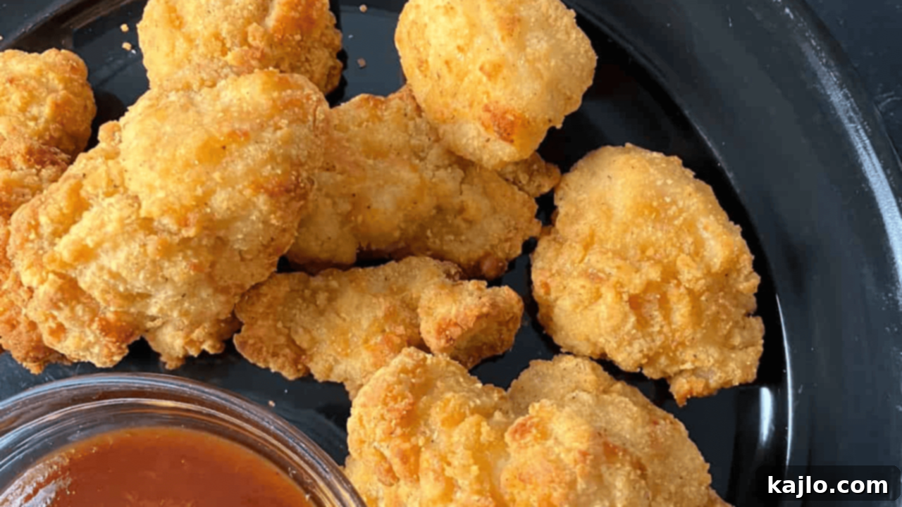 Air fryer frozen popcorn chicken, cooked crispy in under 15 minutes.