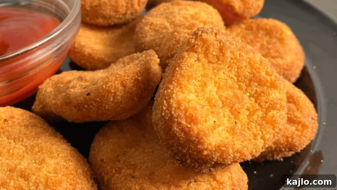 Air fryer frozen chicken nuggets, crispy and golden, just like oven-baked.