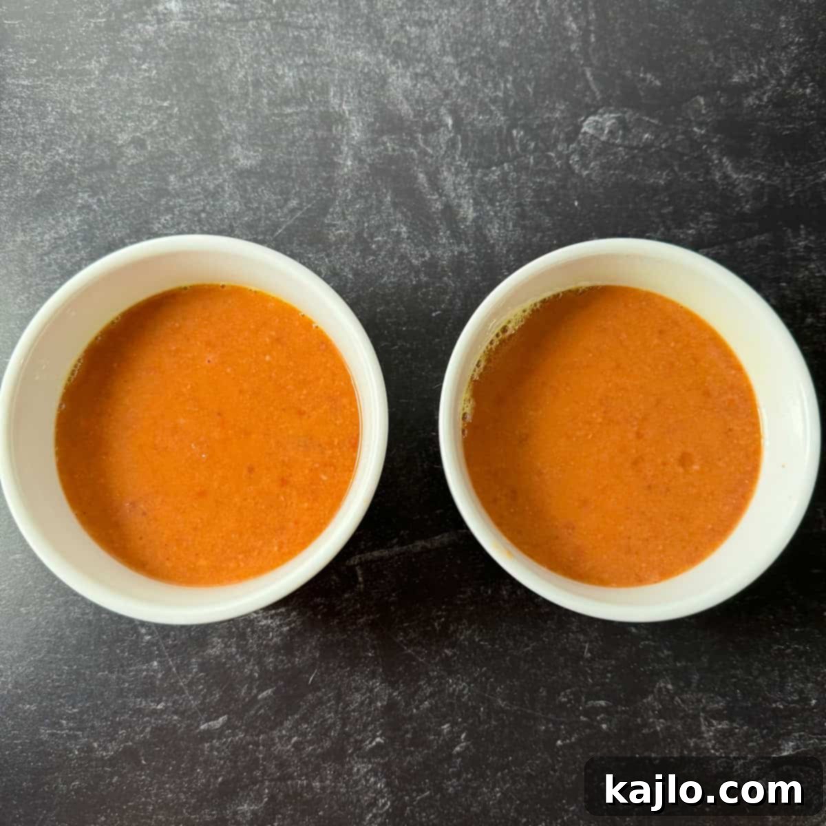 Easy Air Fryer Chili Bean Soup 4 Air fryer soup mixture perfectly portioned into two oven-safe ramekins before cooking.