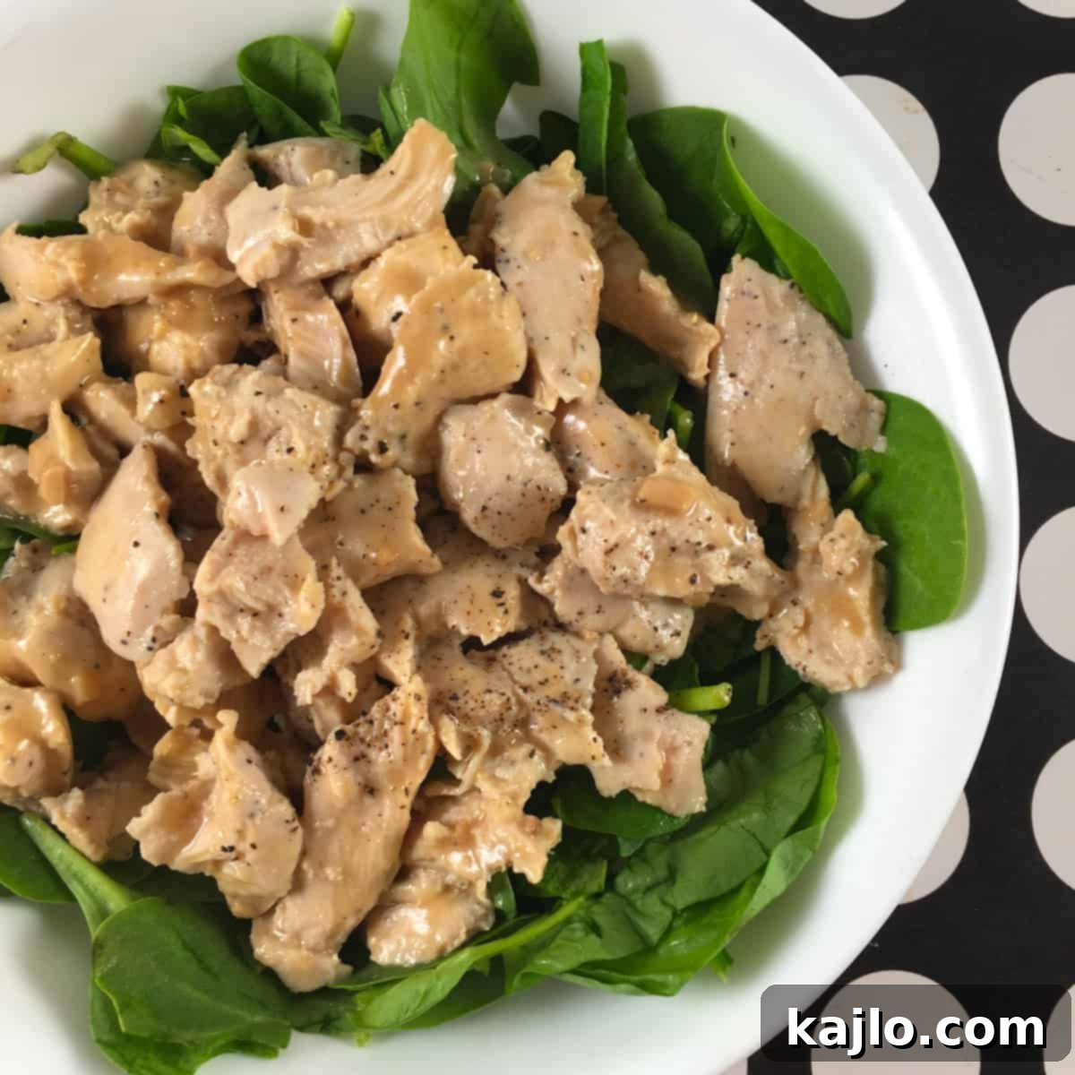 microwave meal on spinach