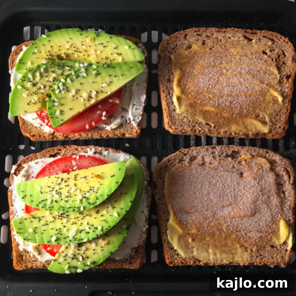 Crispy golden brown toast made in an air fryer, ready to be topped.