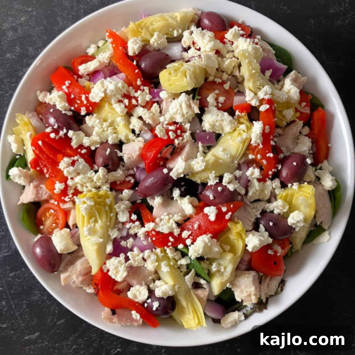 A vibrant and healthy keto Greek salad in a bowl.