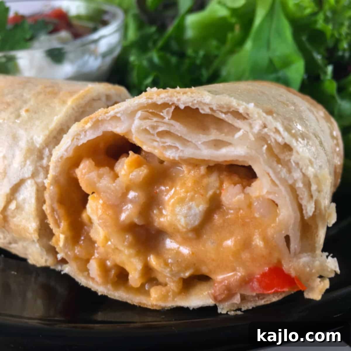 Crispy golden-brown frozen burrito cooked in an air fryer
