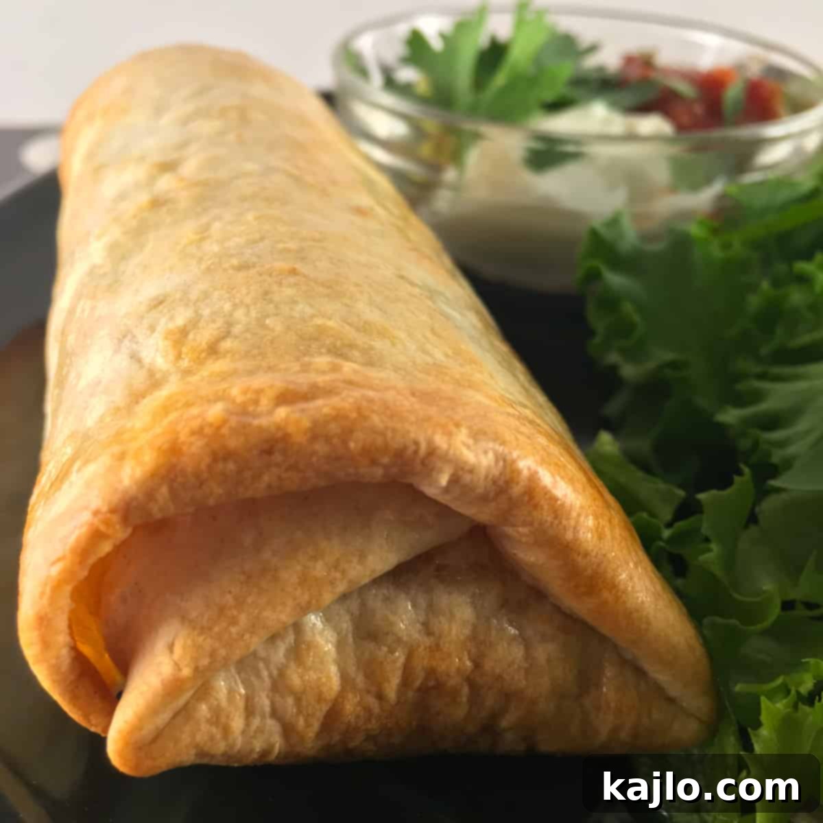Crispy burrito with a thermometer inserted