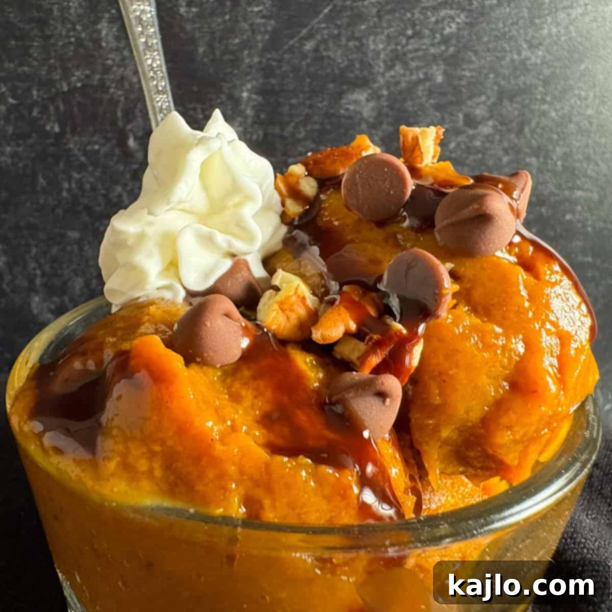 Pumpkin Spice Nice Cream 7 pumpkin nice cream in a rustic bowl