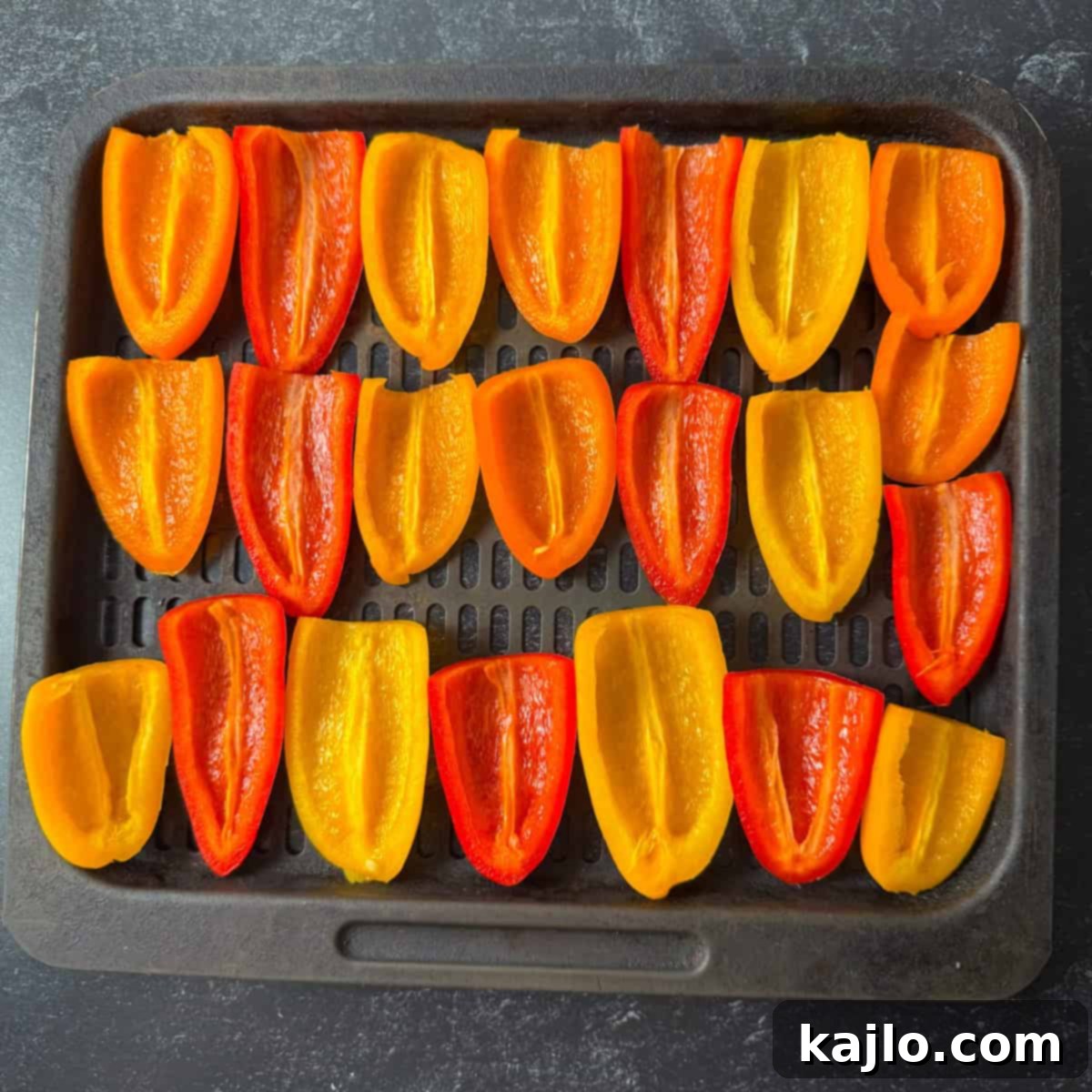 Air Fryer Bell Pepper Nacho Boats 6 mini peppers in air fryer