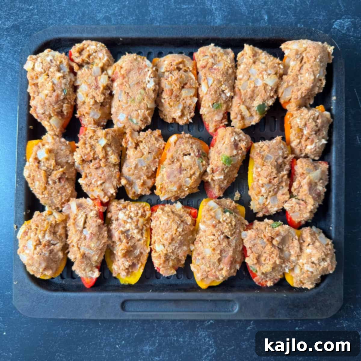 Air Fryer Bell Pepper Nacho Boats 7 stuffed mini peppers in air fryer