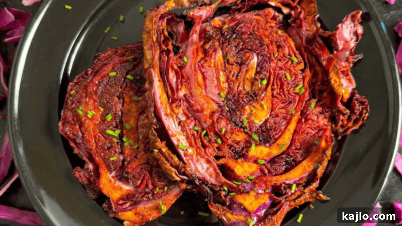 air fried red cabbage steaks
