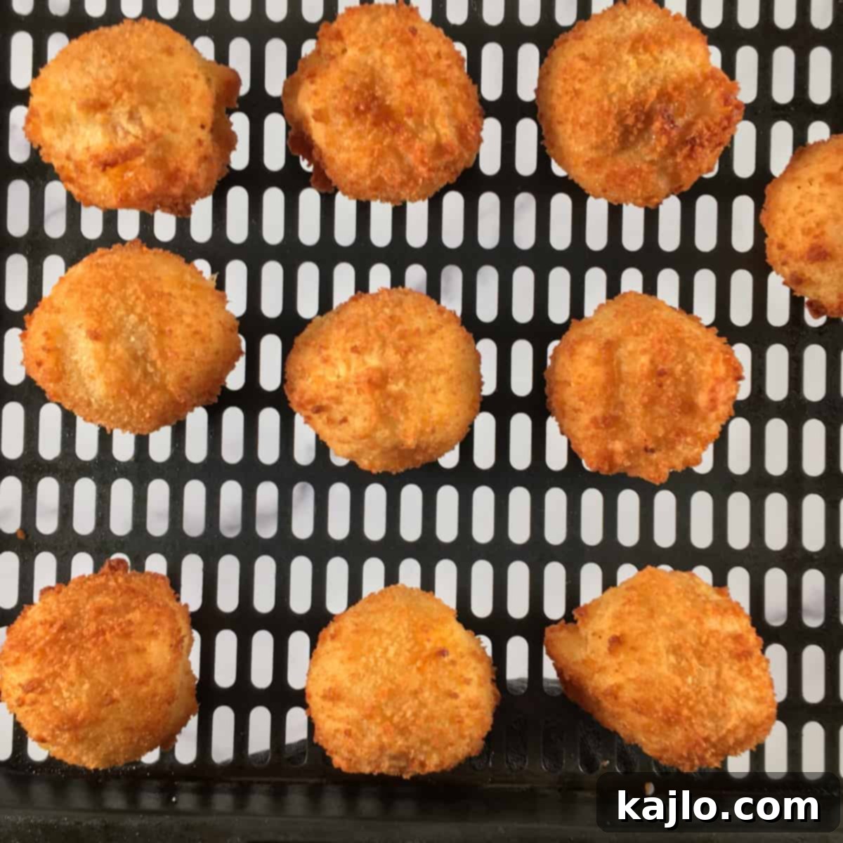 Air Fryer Trader Joes Mac and Cheese Bites 4 mac n cheese bites in air fryer