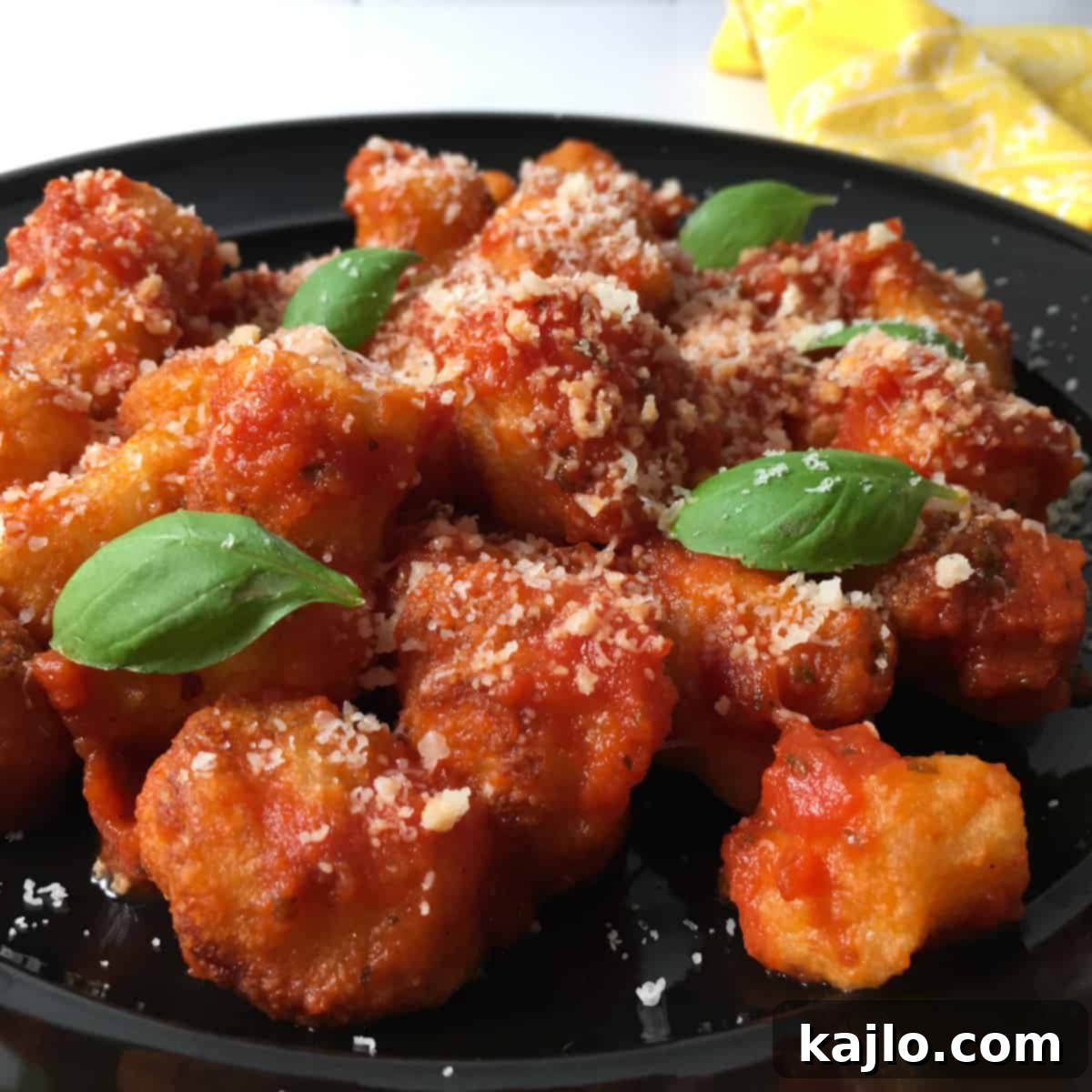 Crispy Air Fryer Trader Joe's Cauliflower Gnocchi 9 Cooked cauliflower gnocchi in a bowl