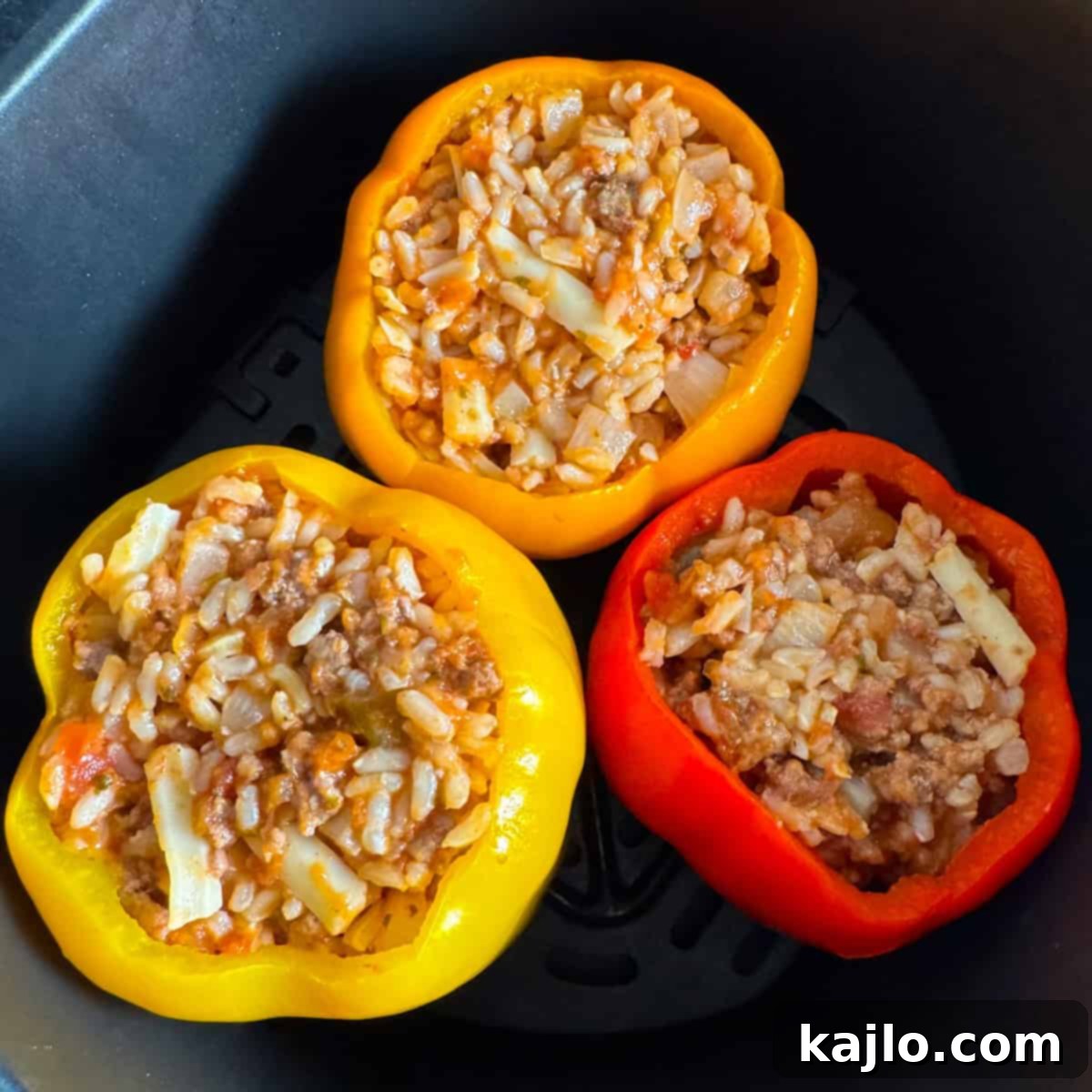 Perfect Stuffed Bell Peppers Air Fried or Baked 6 Stuffed peppers ready for the air fryer