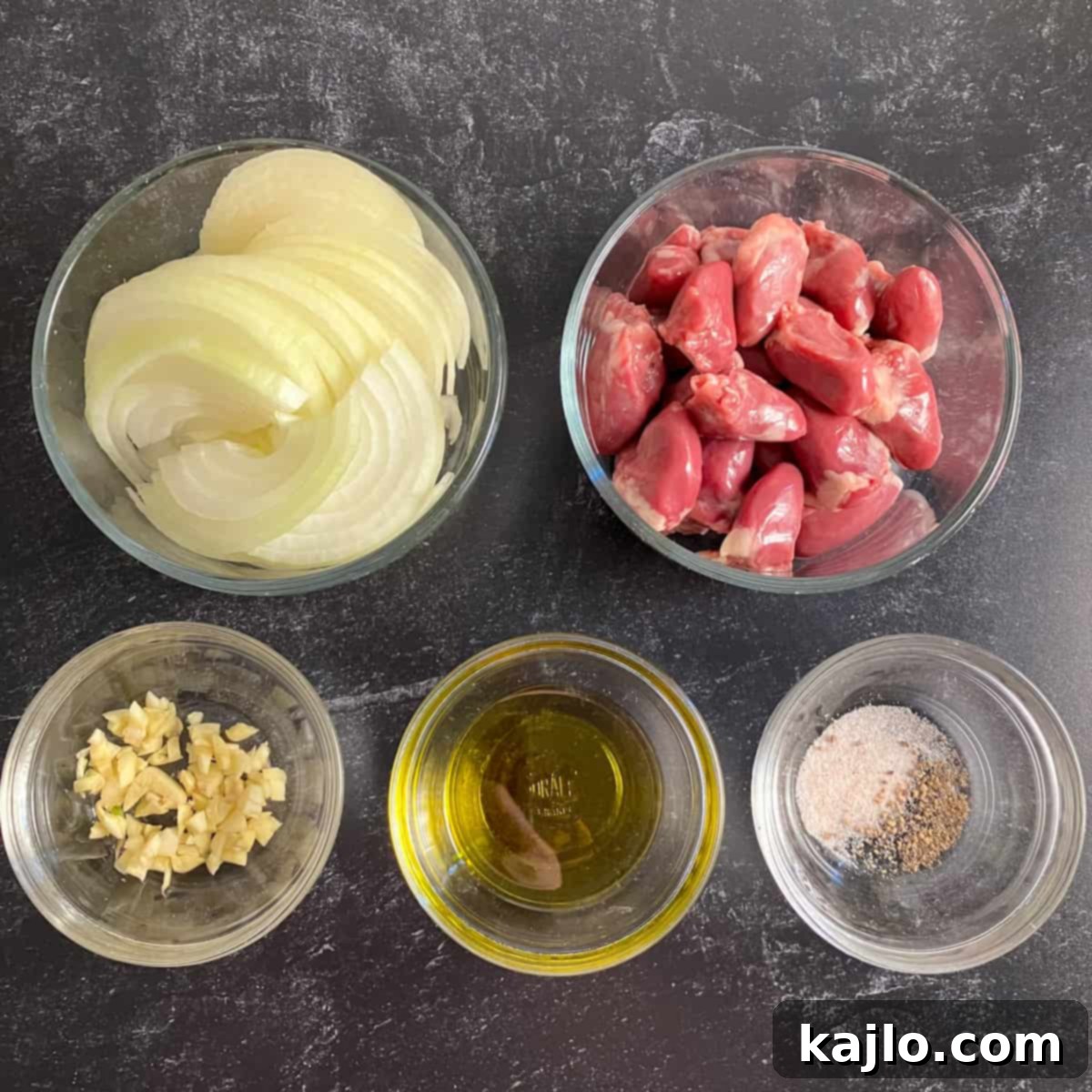 Ingredients for Easy Pan Fried Chicken Hearts