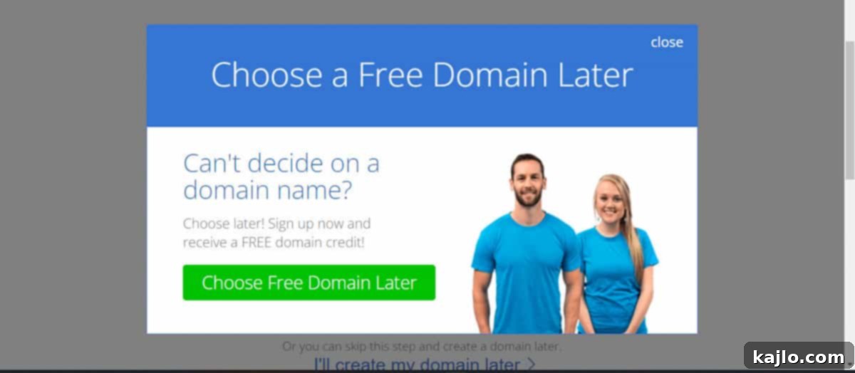 Launch Your Blog with Bluehost and WordPress 2024 5 Choose domain name later