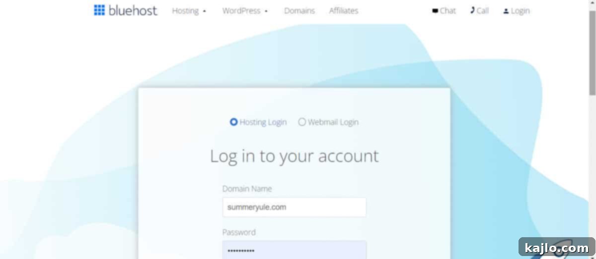 Launch Your Blog with Bluehost and WordPress 2024 8 bluehost hosting log in