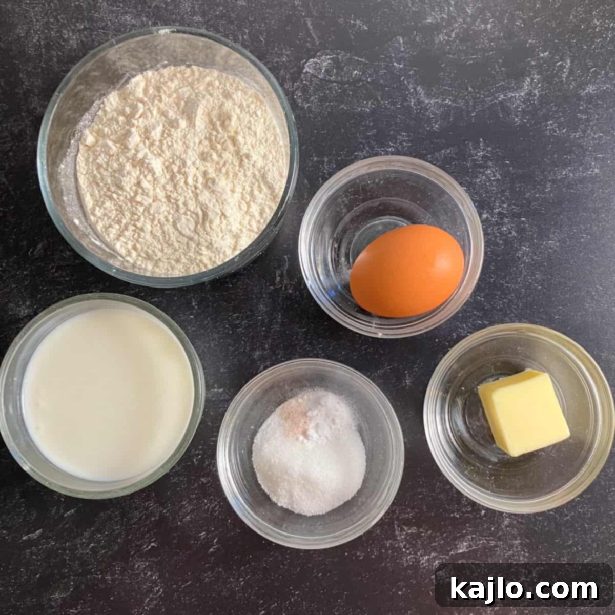 Ingredients for making homemade Denny's pancakes.