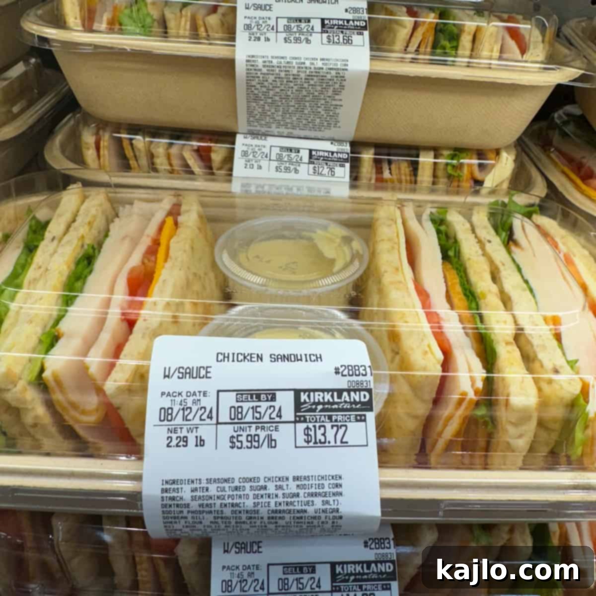 Costco Sandwiches Party Platters and Catering Options 4 Various Costco chicken sandwiches in the deli case
