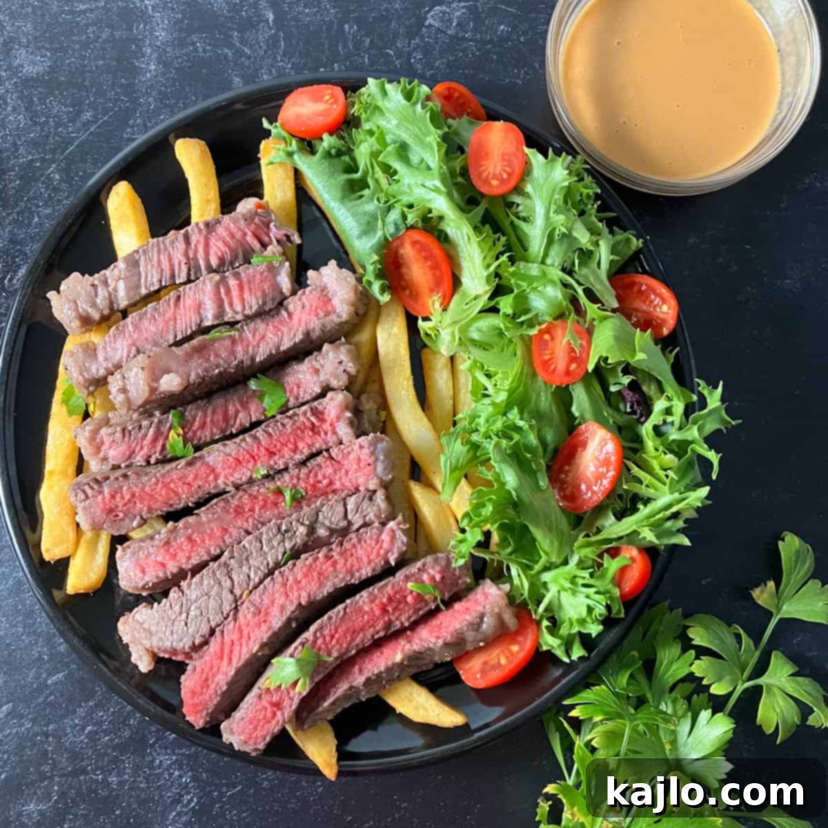 sous vide flat iron steak meal