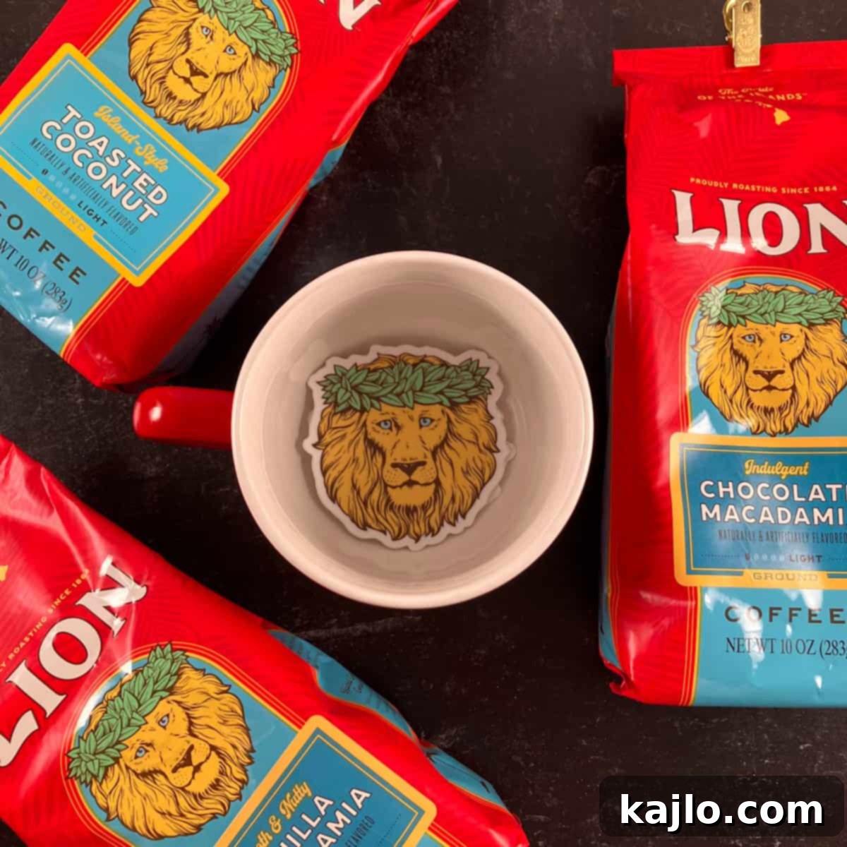 Hawaii's Top Coffee Brands: A Hawaii Coffee Company Spotlight 2 A vibrant selection of Hawaiian coffee beans and brewed coffee, showcasing various brands and flavors.