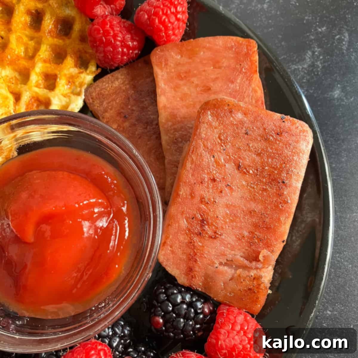 Serving Pan Fried Spam with Dipping Sauce