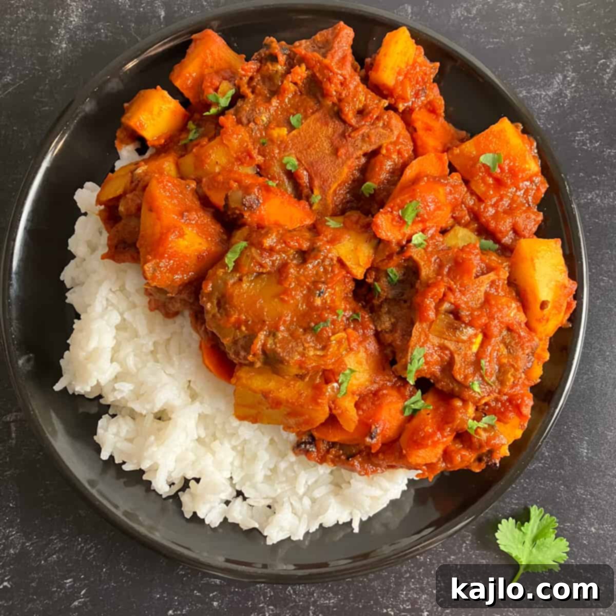 Rich and savory curry oxtails dish served hot