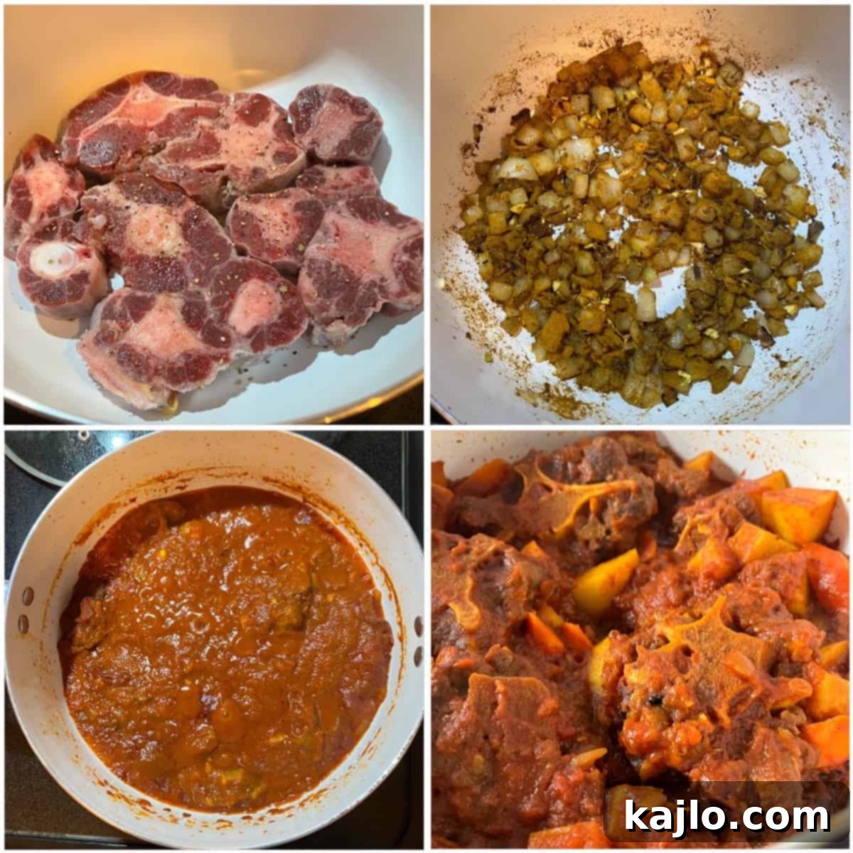Step-by-step cooking process of curry oxtails