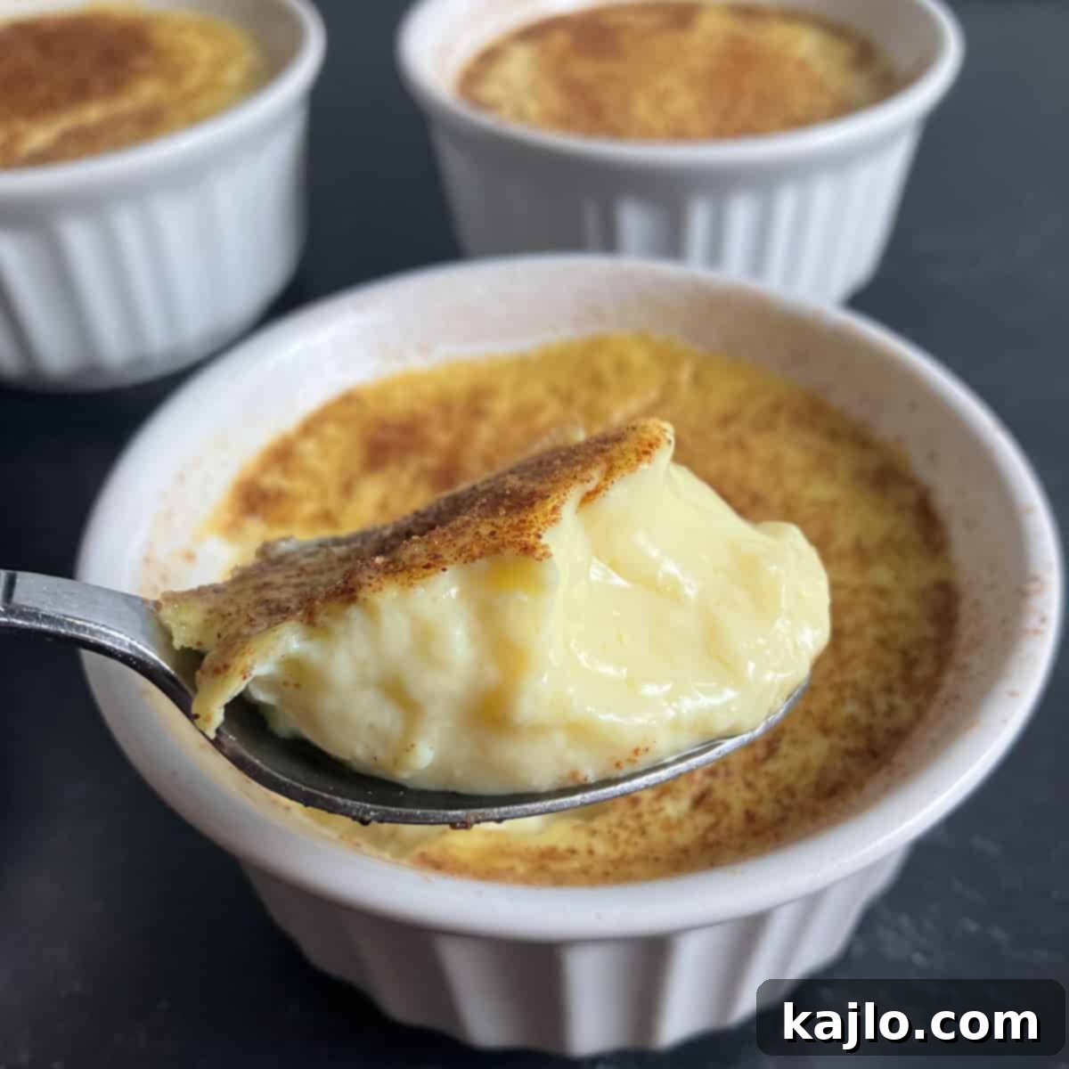 Delicious and creamy sugar-free custard in ramekins, ready to be served