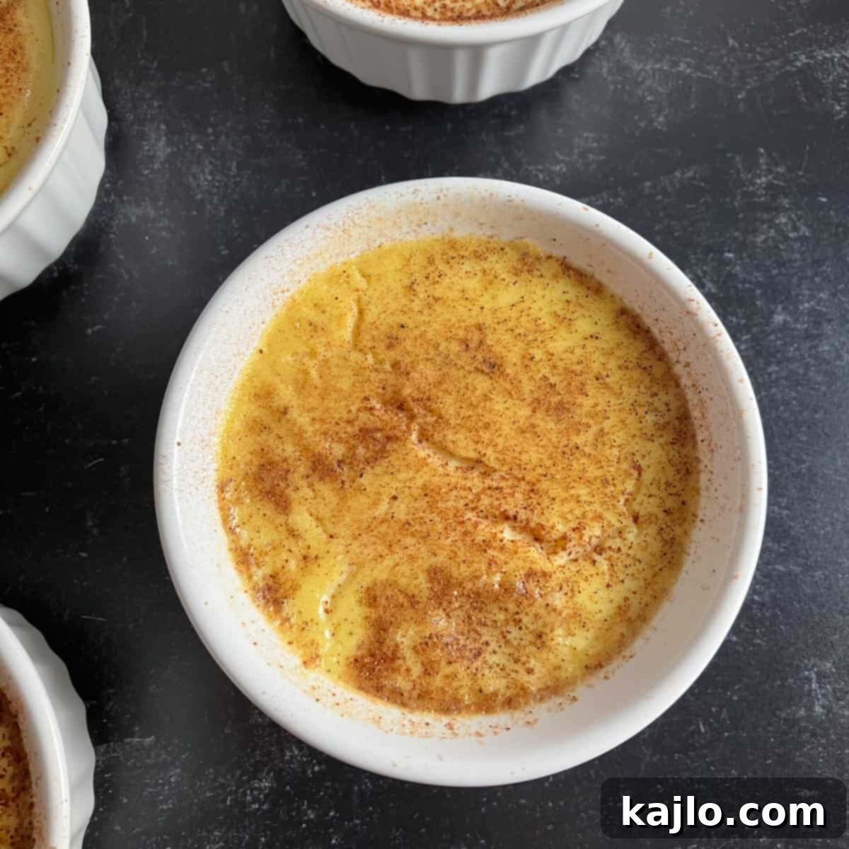 Baked sugar-free custards cooling, ready for serving or storage