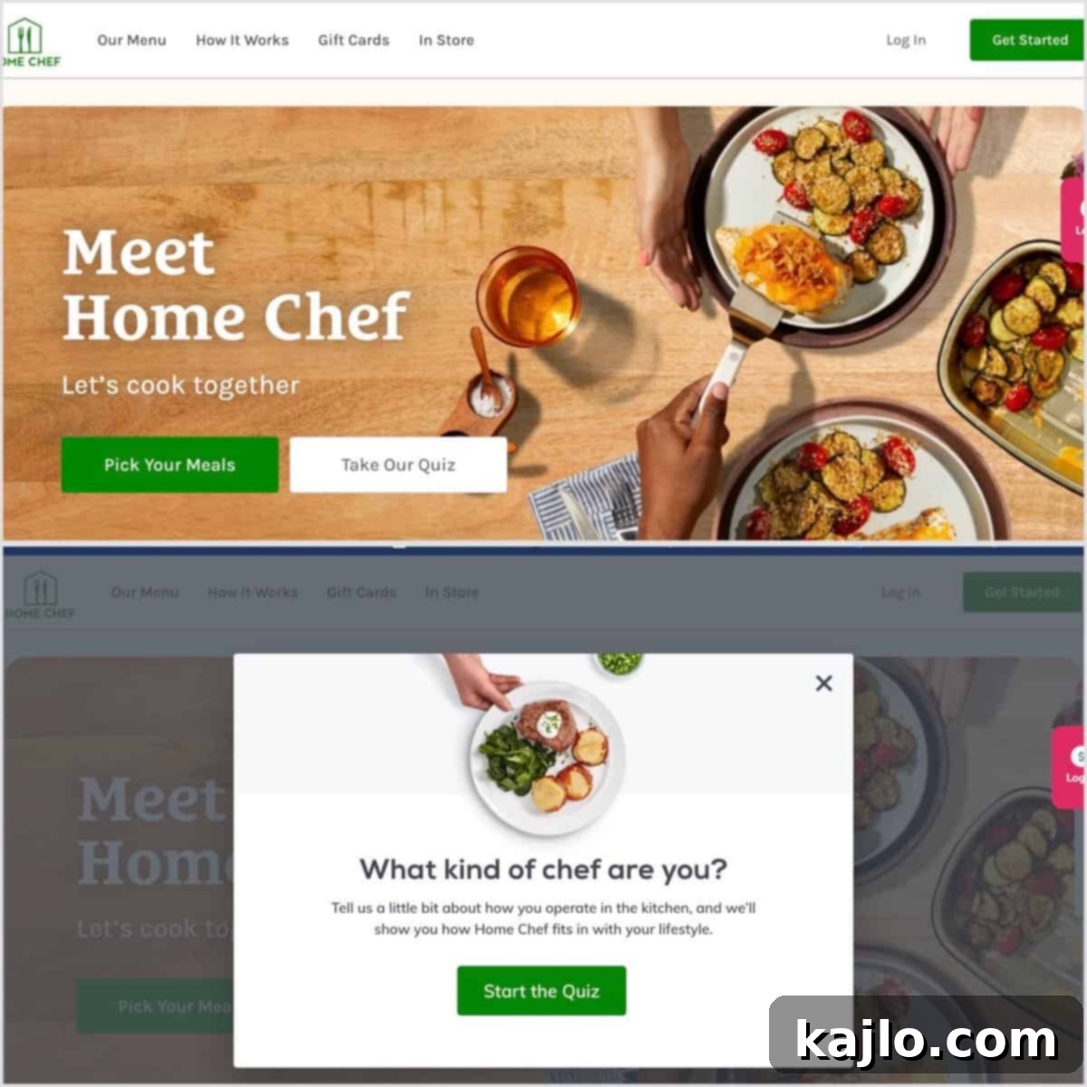 Home Chef website homepage screenshot