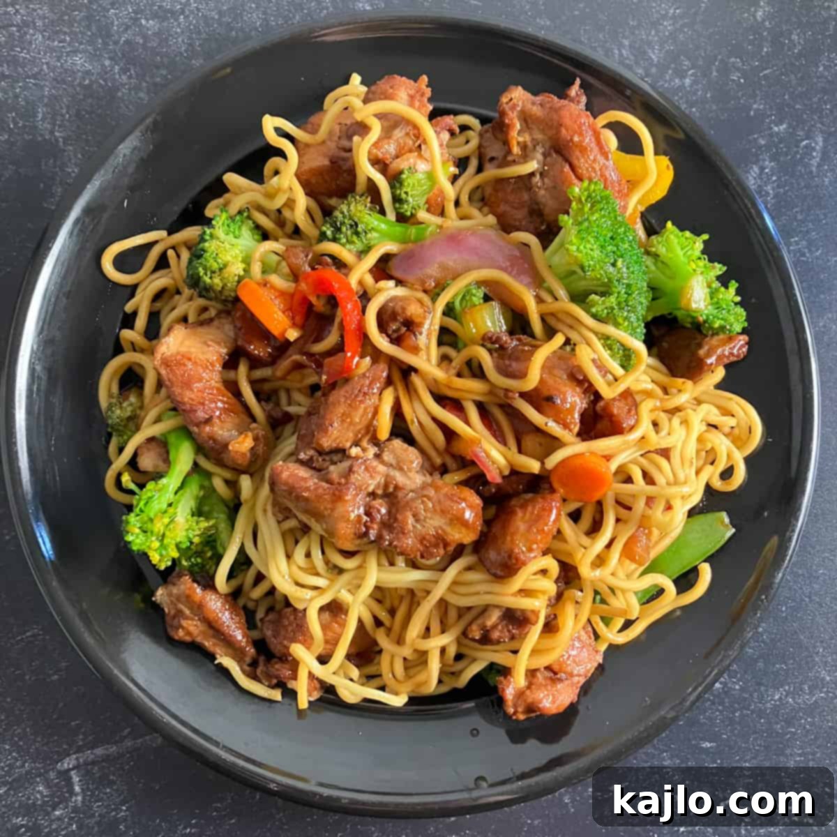 Close-up of cooked Yakisoba stir fry from Costco