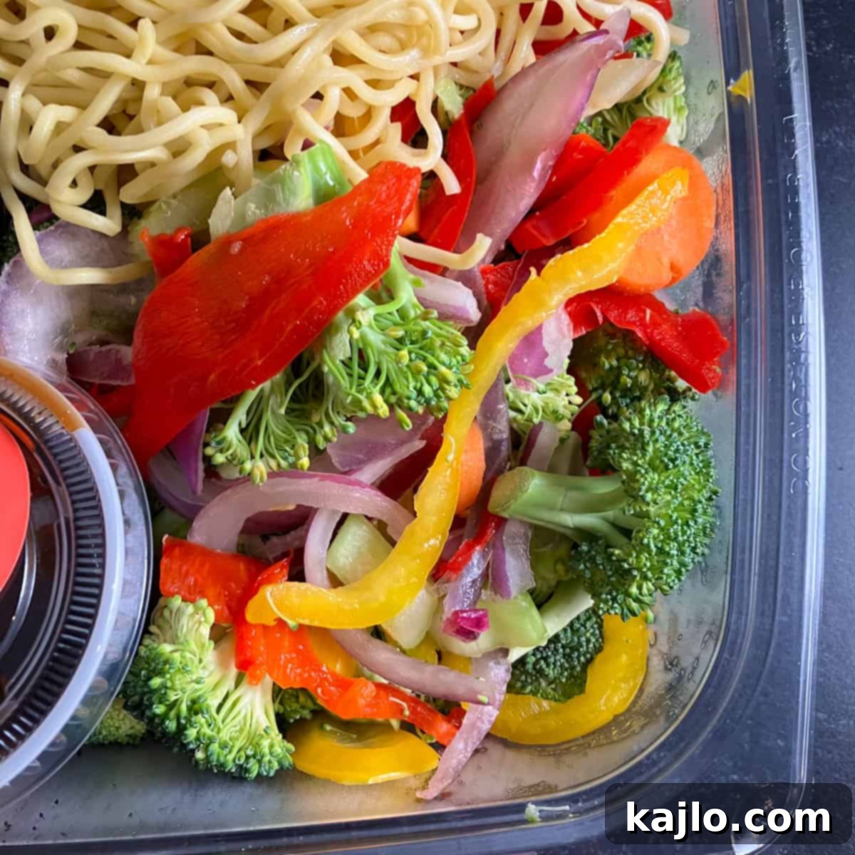 Container of Costco Yakisoba before cooking