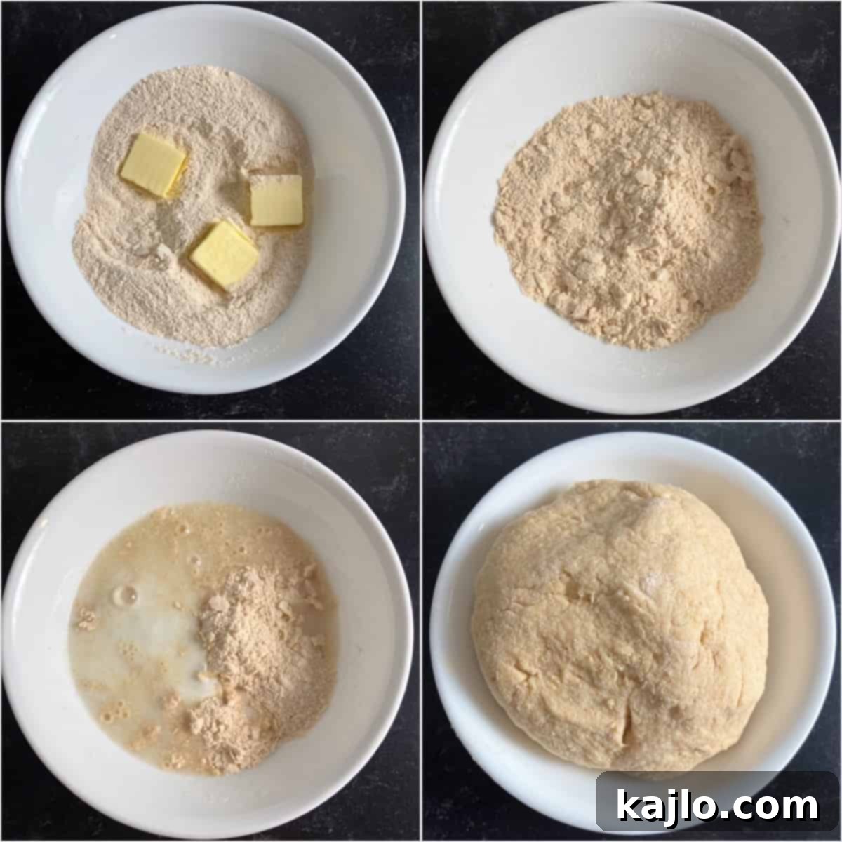 Step-by-step guide on how to make protein biscuits, showing the dough preparation.