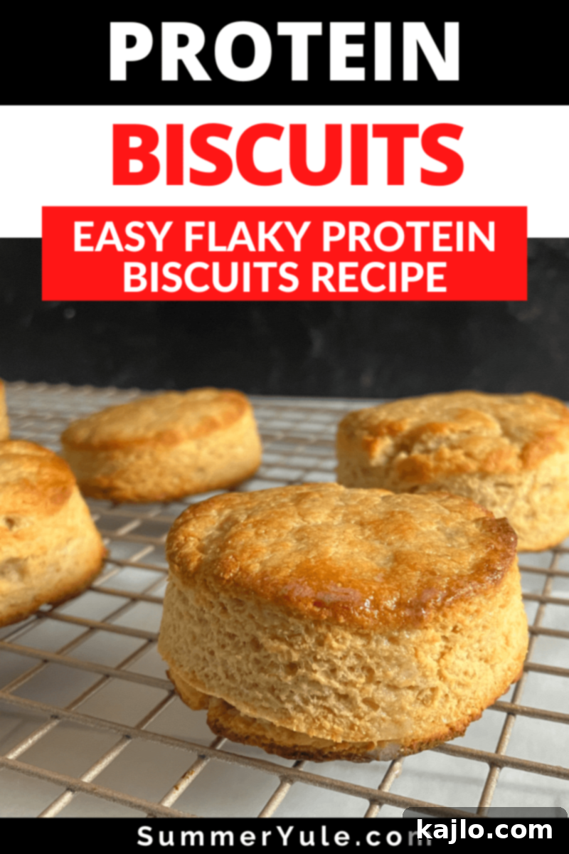 Stacked high protein biscuits on a wooden board, ready to be enjoyed.