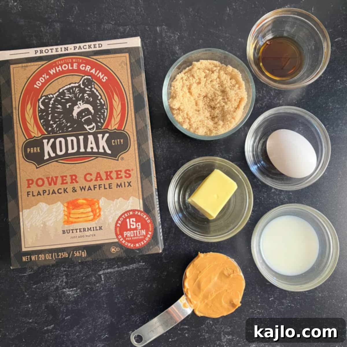 Kodiak Cakes Peanut Butter Cookies ingredients displayed neatly